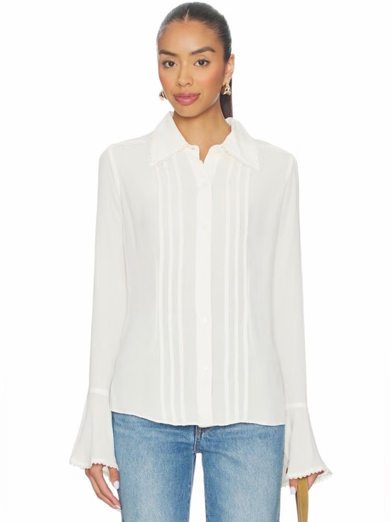 Tops - NWT $128 Free People Melrose Top in Whisper White